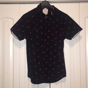 Men’s flamingo button down shirt